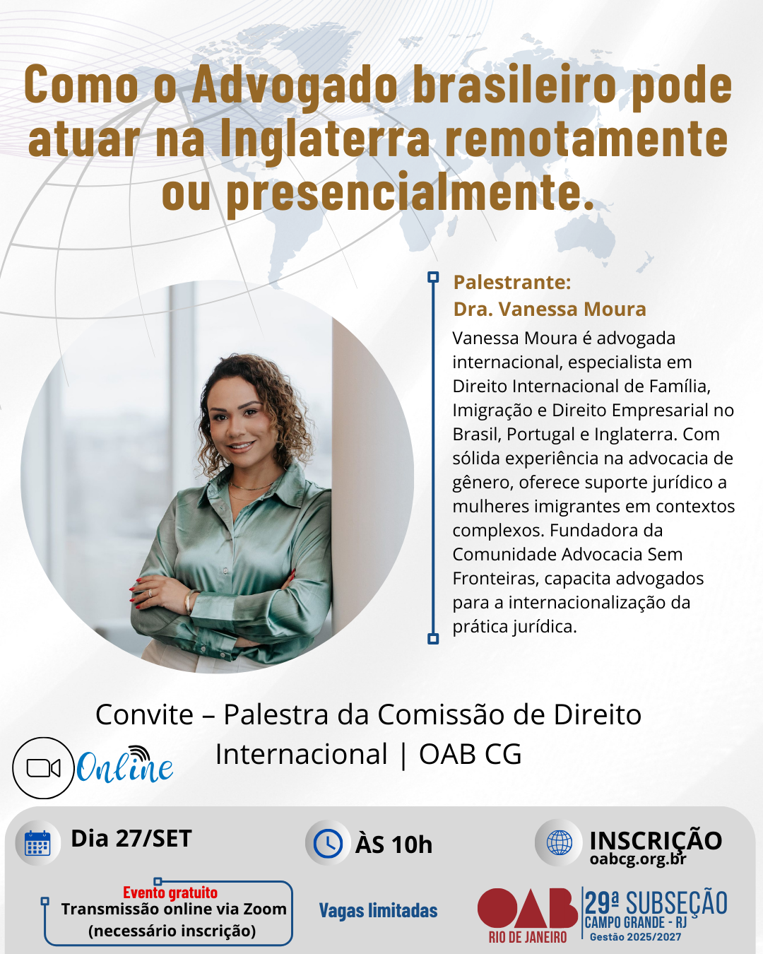 Dia 27 de Setembro - Como o Advogado brasileiro pode atuar na Inglaterra remotamente ou presencialmente. Dia 27 de Setembro - Como o Advogado brasileiro pode atuar na Inglaterra remotamente ou presencialmente.