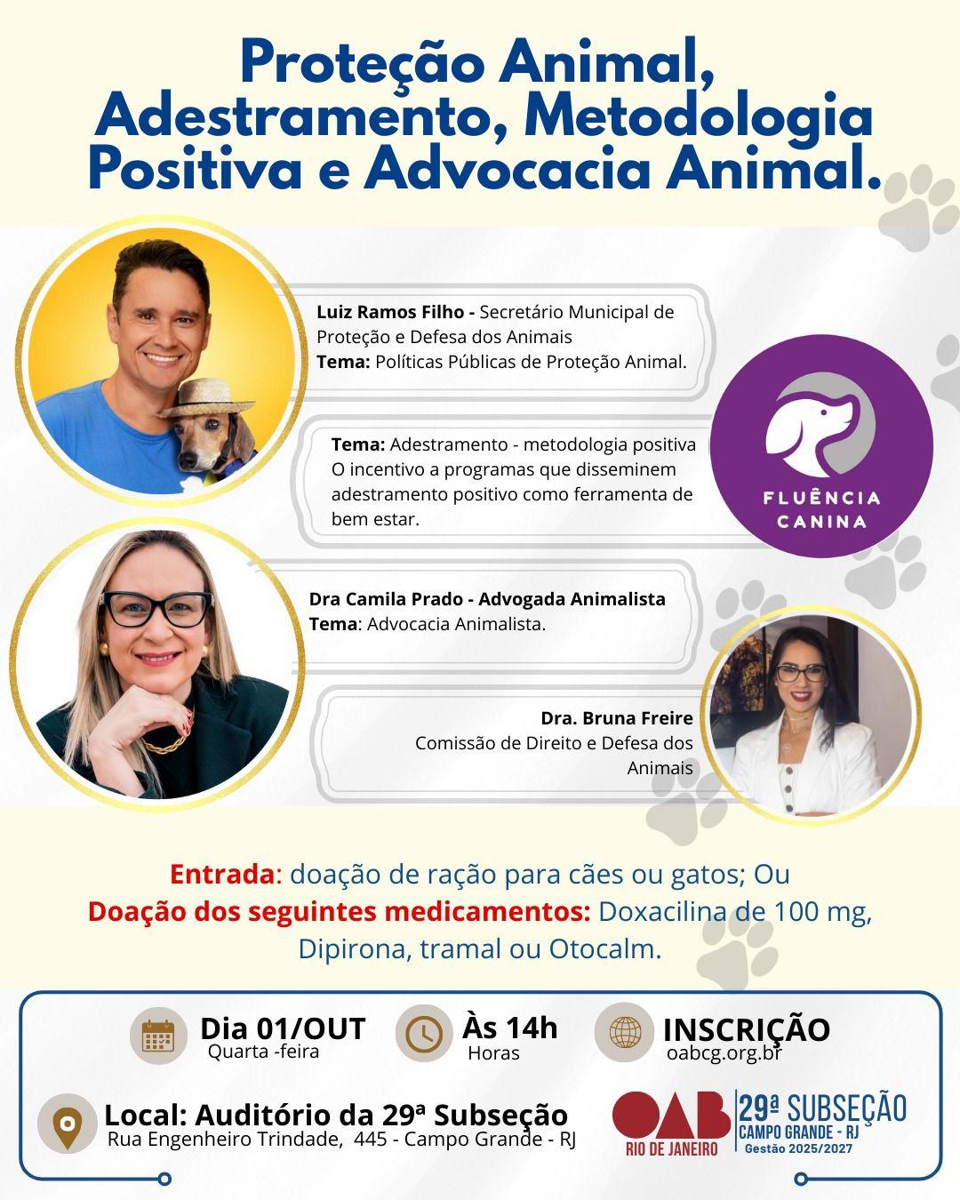 Dia 01 de Outubro - Proteção Animal, Adestramento, Metodologia Positiva e Advocacia Animal Dia 01 de Outubro - Proteção Animal, Adestramento, Metodologia Positiva e Advocacia Animal