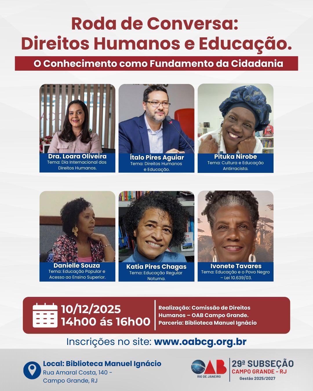 Dia 10 De Dezembro - Roda de Conversa: Direitos Humanos e Educação.