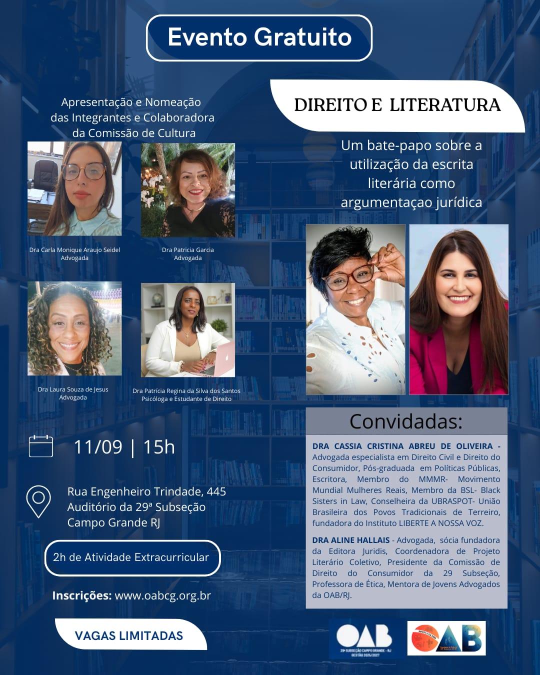 Dia 11 de Setembro  - Direito e Literatura 