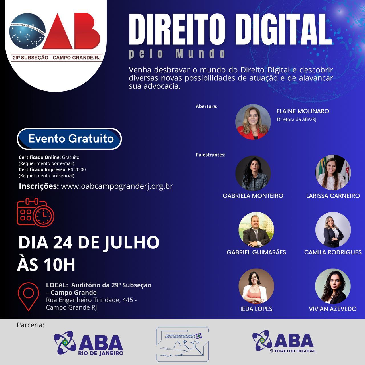 Dia 24/07 - Tema: Direito Digital Pelo Mundo