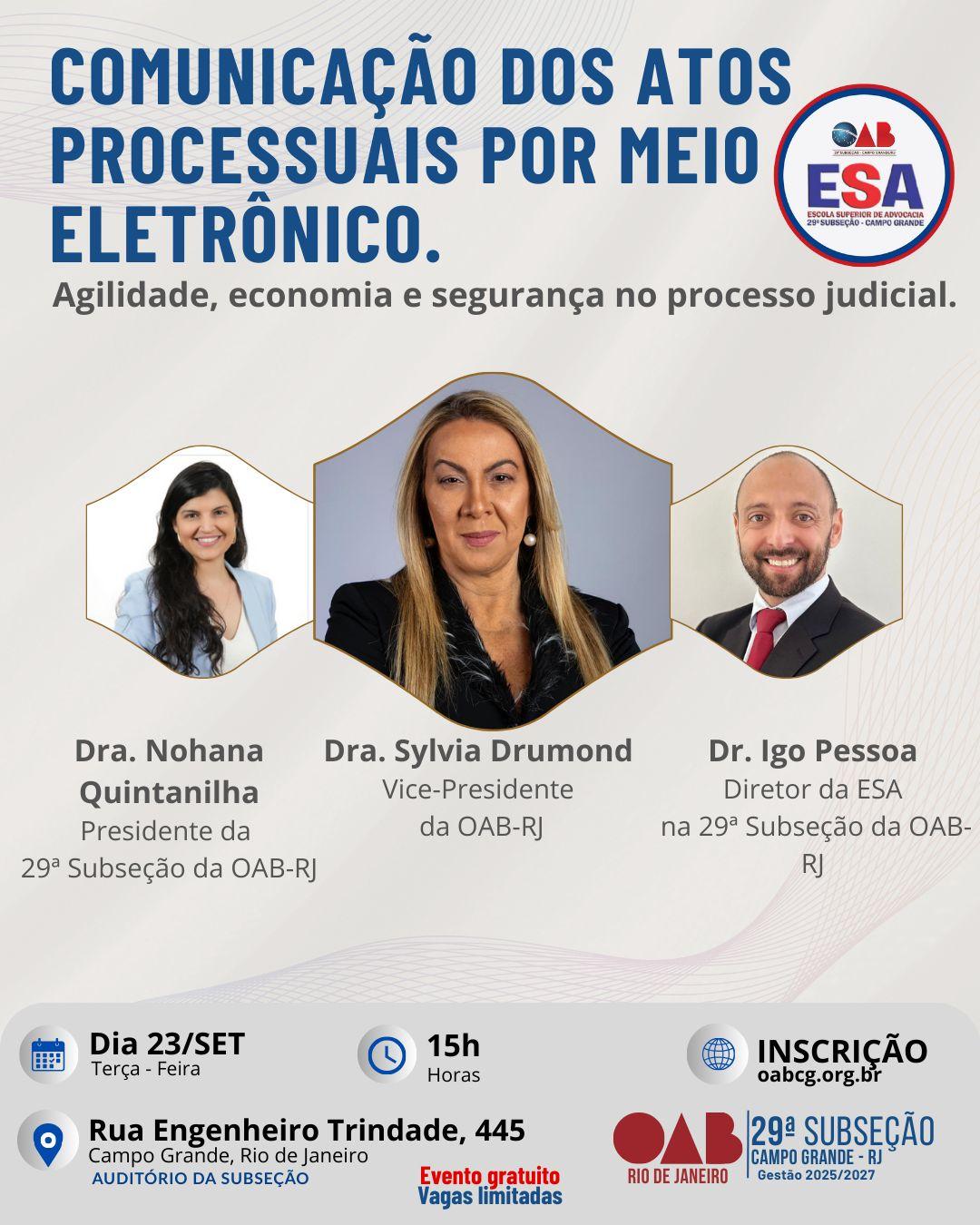 Dia 23 de Setembro - Comunicação Dos Atos Processuais Por Meio Eletrônico.